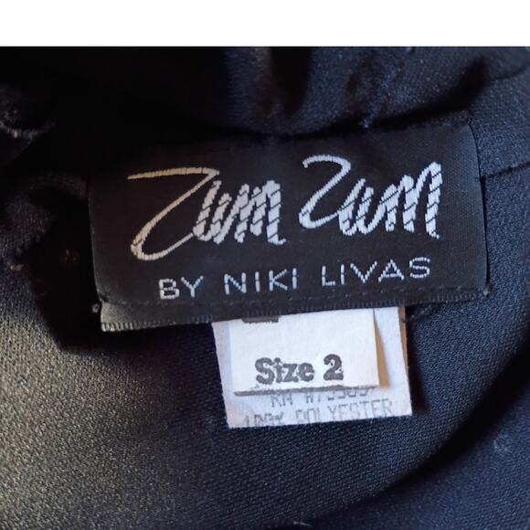 VINTAGE Zum Zum by Niki Livas Black Rhinestone Halter Gown Sz 2 Y2K Prom Formal - Picture 7 of 12